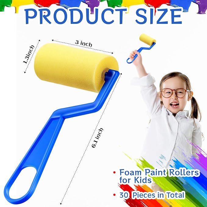 Tenceur 50 Pcs 3 Inch Foam Paint Rollers Painting Sponge Roller,Blue