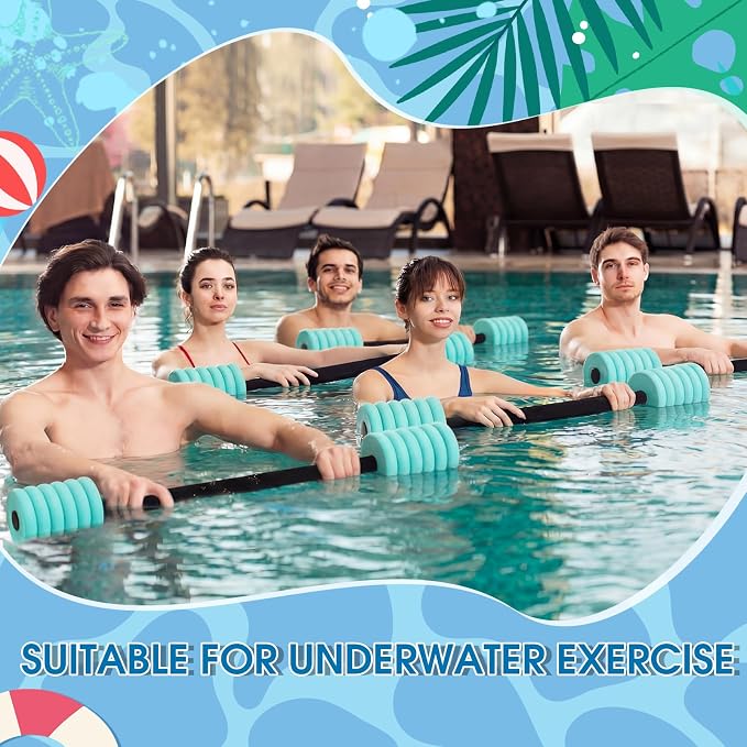 Soulchen Long Aquatic Exercise Dumbbells Pool Exercise Foam Water Weights Dumbbell Aquatic Pool Barbells with High Density EVA Foam for Swim Water Aerobics Workouts Loss