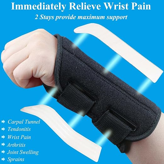 Carpal Tunnel Wrist Brace, Adjustable Wrist Support Brace, Night Wrist Sleep Supports Splints Arm Stabilizer (Left Hand, S/M, Black)