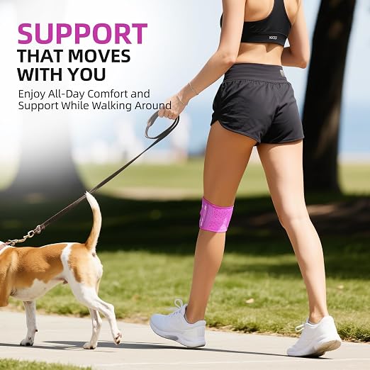 CAMBIVO Patella Tendon Support Knee Brace for Women & Men, Adjustable Knee Strap with Gel Pad & Side Stabilizers, Breathable Lightweight Knee Support for Running, Training & Daily Use (Hot Pink, S/M)
