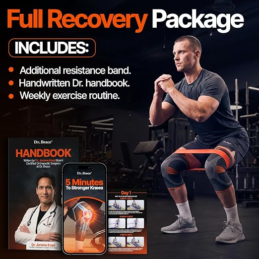 DR. BRACE Elite Compression Knee Brace for Women & Men, (2-Pack) Knee Support Compression Sleeve, Workout Sports Knee Braces for Meniscus Tear, ACL & Arthritis Pain Relief - Check Size Guide Video (Mars, XX-Large)