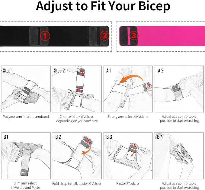 Running Armband with Earphone Pouch Fits Phones up to 6.9" | Cell Phone Armband for iPhone, Water Resistant & Breathable Sports Phone Holder & Zipper Pocket Car Key Holder for Jogging