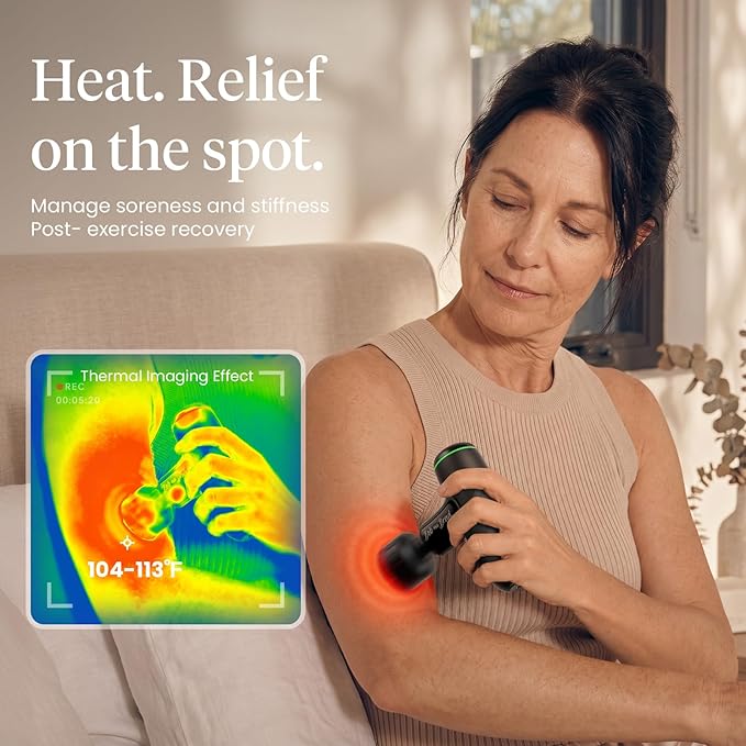 BOB AND BRAD Q2 Ultra Max Mini Massage Gun, Deep Tissue Back Handheld Massager with Infrared Heat Therapy, 5-11mm Amplitude, FSA Approved Portable Percussion Muscle Massager Gun Fathers Day HSA