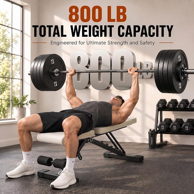 Adjustable Weight Bench, Foldable Workout Bench for Home Gym | Fast Folding & 7-Position Incline/Decline, Heavy Duty Dumbbell Bench for Home Gym / Garage Gym, Strength Training Equipment