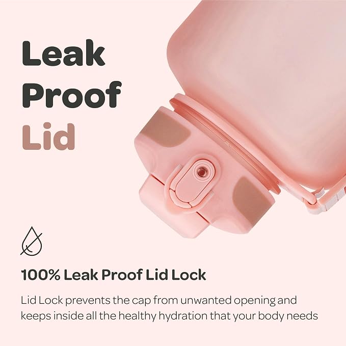 Hydracy 2L Large Water Bottle, Shatterproof, BPA Free Tritan Plastic, Leakproof, Zero Condensation, With Detachable Carry Strap, Spillproof Lid, Convenient Silicon Spout, Ideal for Gym, Yoga | Leakproof,BPA Free,No Sweat Neoprene Sleeve,Carry Strap,Dai...