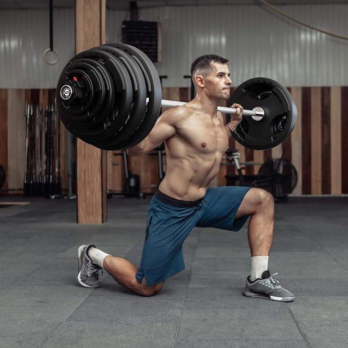 RitFit Barbell Weight Set - 4/6FT Olympic Barbell with Weight Plates (55-115LB Total) - Weightlifting Equipment for Squats, Curls, Deadlifts, Presses, Hip Thrusts
