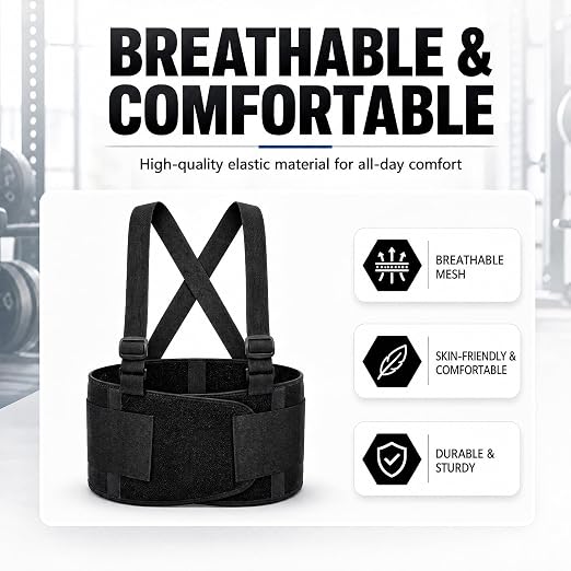 2-pack Black Large Work Back Brace for Men & Women, Heavy Duty Adjustable Lower Back Support Belt for Lifting Safety & Daily Use Gift Protection