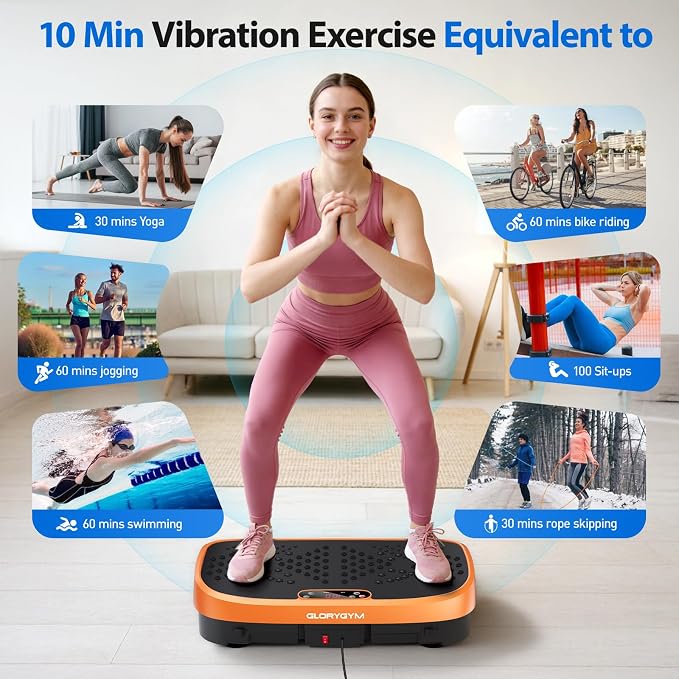 Vibration Plate Exercise Machine for Body Shaker Machine & Weight Loss, Shake Plate with Resistance Bands, 120 Speed Levels, Remote Control, Full Body Workout, Compact Home Gym Equipment