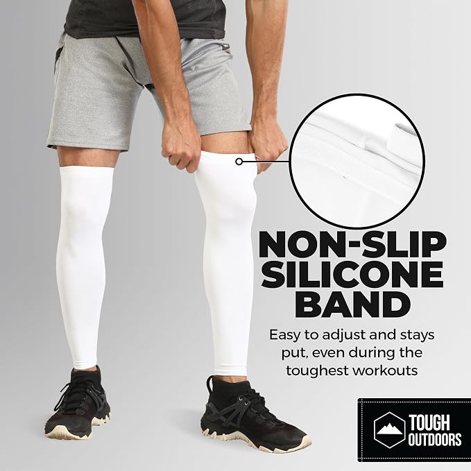 Tough Outdoors Leg Compression Sleeve - Leg Sleeves for Men & Women - Compression Calf Sleeves - Basketball Football Cycling