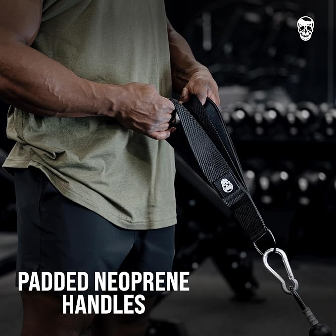 Gymreapers Tricep Rope Cable Attachment - Multi-Workout Tricep Pull Down Cable Attachment - Perfect Gym Cable attachments (3 Lengths Built in One)