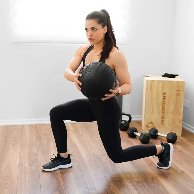 Philosophy Gym Slam Ball - Weighted Fitness Medicine Ball with Easy Grip Tread