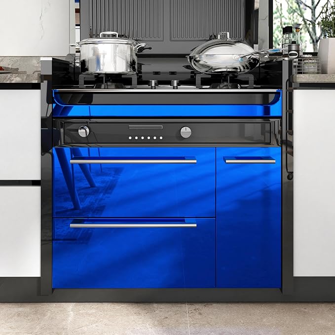 WESTICK Blue Mirror Stickers for Walls Self Adhesive Mirror Wallpaper Peel and Stick Wall Sticker Mirrored Contact Paper for Appliance Countertops Refrigerators Kitchen Cabinets 24"x118"