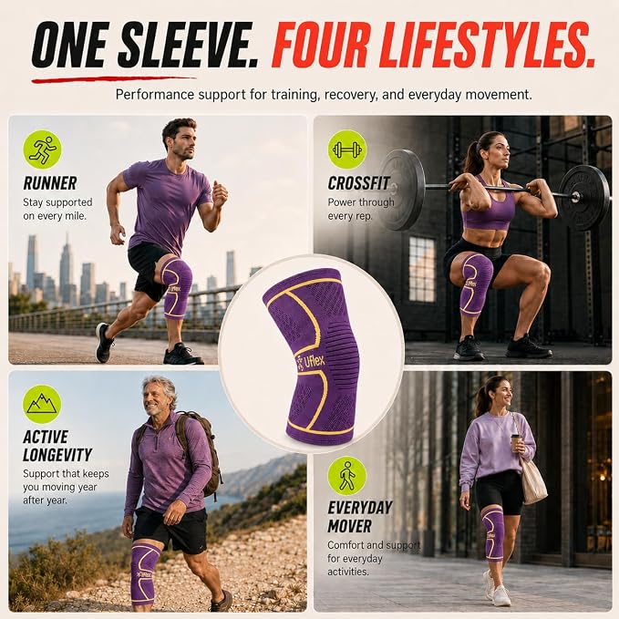 Knee Brace for Men and Women Knee Compression Sleeve Knee Support Wraps for Arthritis Joint Pain Relief, Workout, Swelling, Sports, Circulation, Running, Recovery for ACL & Meniscus Tear
