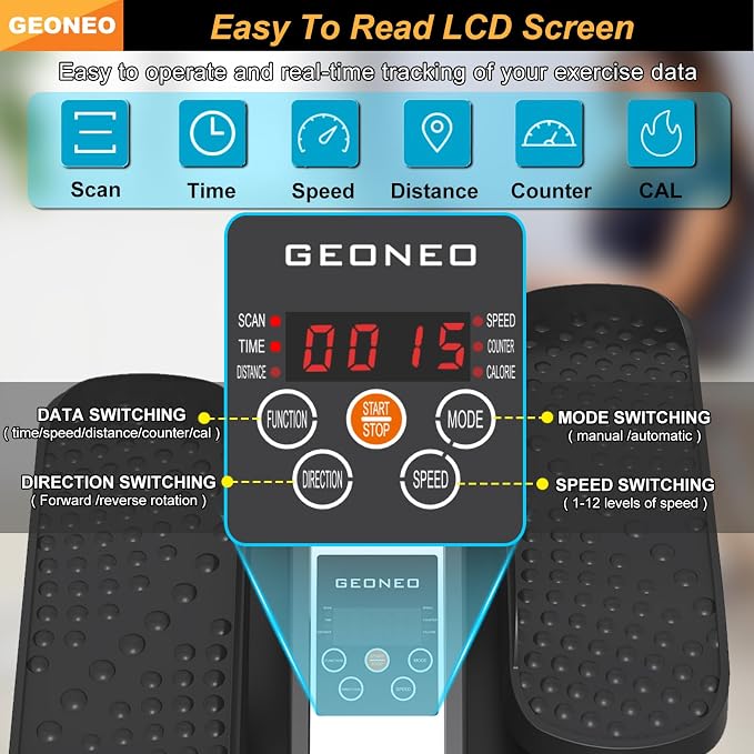 Under Desk Elliptical Machine, Electric Elliptical Leg Exerciser for Senior | Quiet and Compact Electric Seated Pedal Exerciser for Home with Monitor, Remote Control and 12 Adjustable Speeds