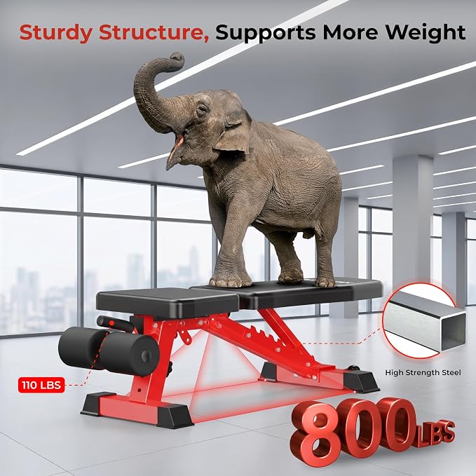Adjustable Weight Bench,Foldable Pro Heavy-Duty Workout Bench | 1600LBS Bench Press 21-Position Multifunctional Weight Bench with Leg Extension,Iscc Plus Certified for Home Gym