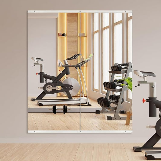 Home Gym Mirror,2 Pack Large 47.2x29.5 Inch Frameless Tempered Glass Wall Mirror, Full Body Workout and Decorative Mirrors for Home Gym, Yoga, Dance Studio, Garage, Exercise Room