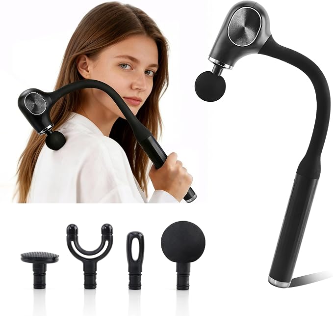 Brushless Motor Massage Gun with Upgraded Extension Handle, Black Silver