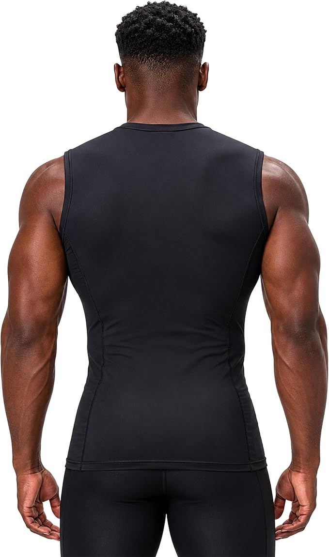 DEVOPS 3 Pack Men's Compression Shirts Sleeveless Tank Top Baselayer | Gym Training, Running, Moisture Wicking, Compression Fit, 4-Way Stretch, UPF 50+, Sleeveless