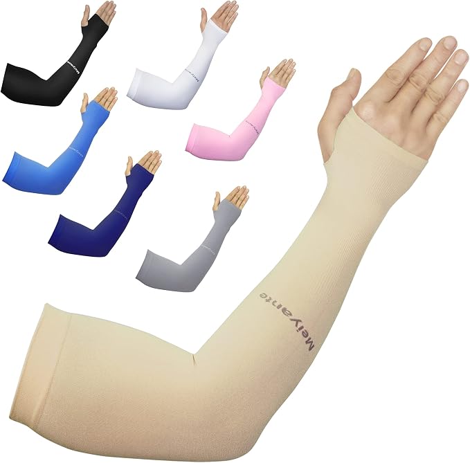 Cooling Arm Sleeves for Men & Women, UPF 50+ UV Protection | Wrist-length UPF 50+ arm sleeves for work, driving, gardening and sports; 88% nylon/12% spandex; 1 pair.