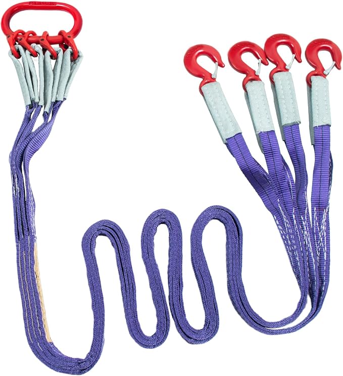 10 ft 4-Leg Web Bridle Lifting Sling, 8800 lb WLL