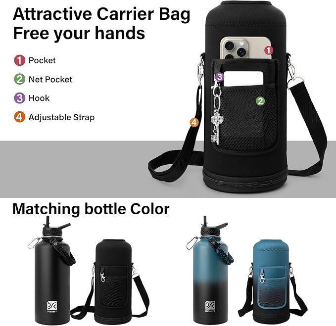 DYSANKY Insulated Water Bottle with Portable Carrier Bag for Outdoor 87 oz