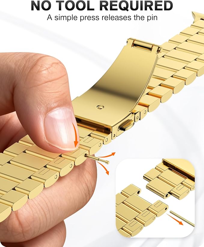 EPULY Metal Band Compatible with Apple Watch Bands for Men 49mm 46mm 45mm 44mm 42mm, Business Stainless Steel Strap for iWatch Series 11 10 9 8 7 6 5 4 3 2 1, SE3 2 1, Ultra3 2 1, No Tools Required | 49/46/45/44/42mm Stainless Steel Strap for Business ...