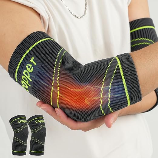 LISEPWU Copper Elbow Brace for Men & Women, Elbow Compression Sleeve (Pair) | Elbow Support Sleeve for Elbow Pain, Tennis Elbow, Golfer's Elbow, Tendonitis, Arthritis & Bursitis Workouts, Breathable(XL)