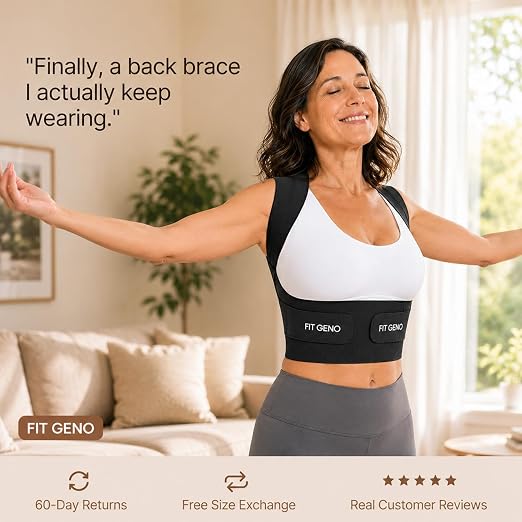 Fit Geno Invisilite Posture Corrector for Women Adjustable Upper Back Brace | Slim and Lightweight, It Stays Invisible Under Clothes, So You Can Wear It Comfortably Through Desk Work or Errands