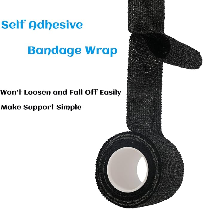 24 Rolls Black Elastic Self Adhesive Bandage Wrap 2 Inch, Breathable Cohesive Bandage, Ankle Sprains Swelling Medical First Aid Sports Athletic Grip Tape, Dogs Pet Vet Wrap
