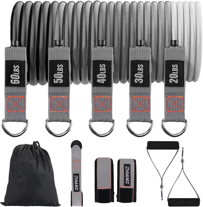 Resistance Bands with Handles, Exercise Bands with Handles, Door Anchor | Physical Therapy & Rehab, Home Workout Pilates Yoga, Non-Slip Handles, Portable Travel, TPE