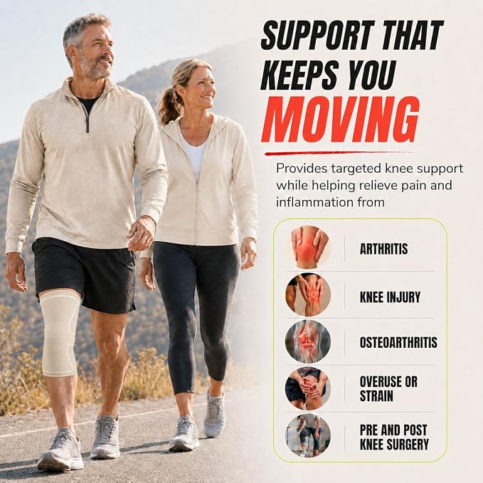 Knee Brace for Men and Women Knee Compression Sleeve Knee Support Wraps for Arthritis Joint Pain Relief, Workout, Swelling, Sports, Circulation, Running, Recovery for ACL & Meniscus Tear