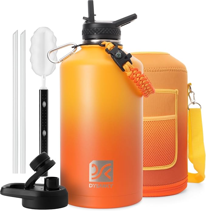 DYSANKY Gallon Insulated Water Bottle with Portable Carrier Bag for Outdoor