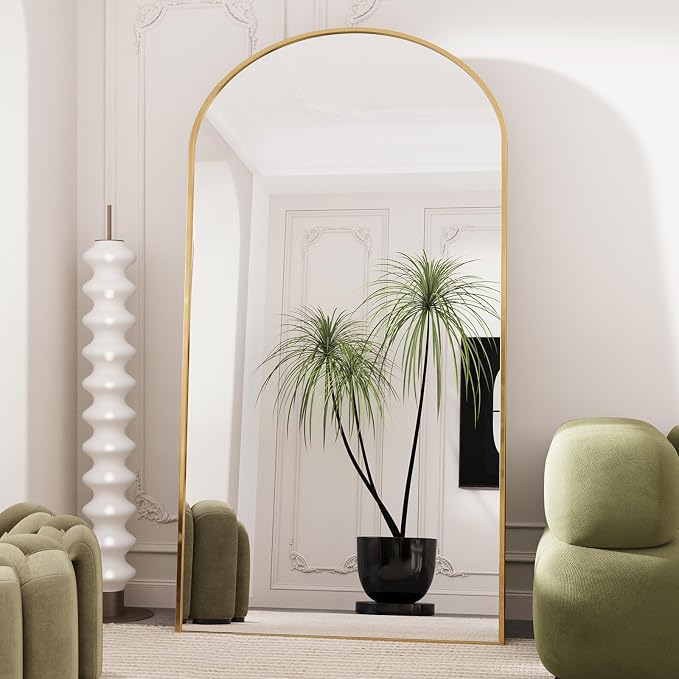 LFT HUIMEI2Y 71"x32" Arch Full Length Mirror, Gold Floor Mirror | Tempered Oversized Mirror Full Body with Aluminum Alloy Frame; Standing, Leaning, or Wall Mount for Bedroom, Living Room