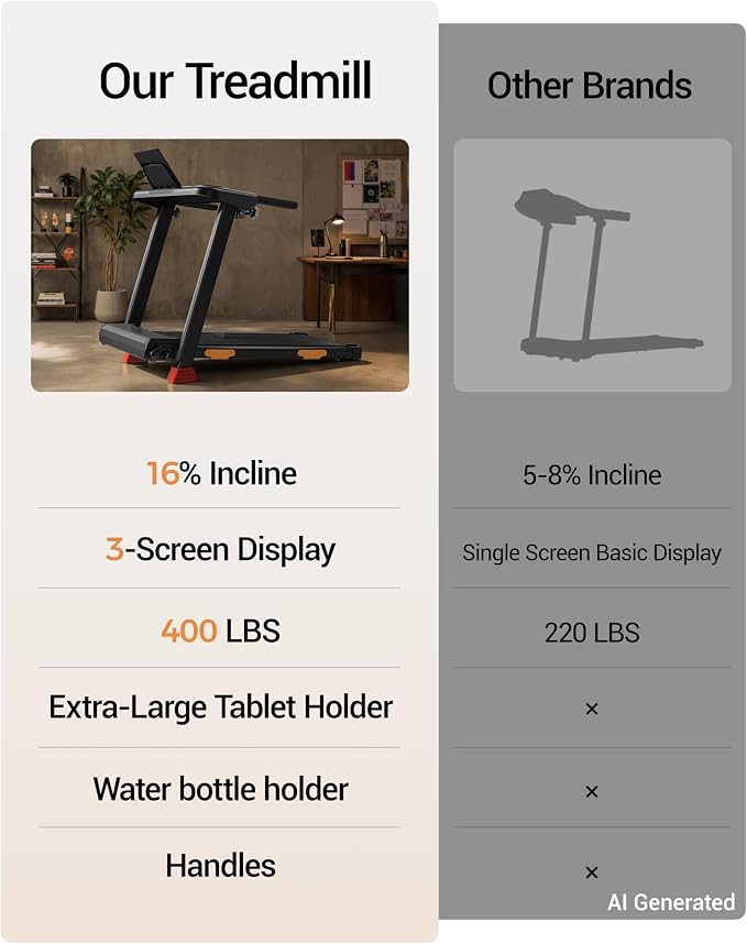 16% Foldable Incline Treadmills for Home, 12 Automatic Modes