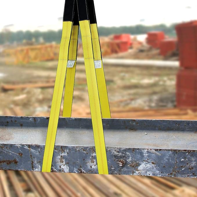 Lift Sling Straps 10'x2 15,000 Pound Capacity 2-Pack Heavy Duty Lifting Slings Web Sling Tree Saver Recovery Strap Web Sling Winch Strap Yellow