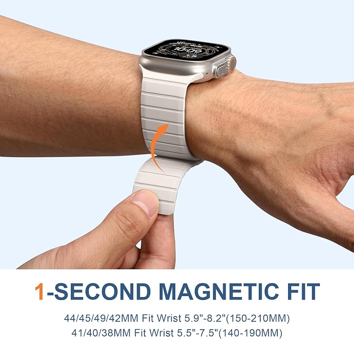 SNBLK Magnetic Band Compatible with Apple Watch Bands for Men 44mm 45mm 46mm 49mm 42mm 41mm 40mm 38mm Women, Secure Silicone Sport Loop Magnet Strap for iWatch Ultra 3 2 1 SE Series 11 10 9 8 7 6 5 4