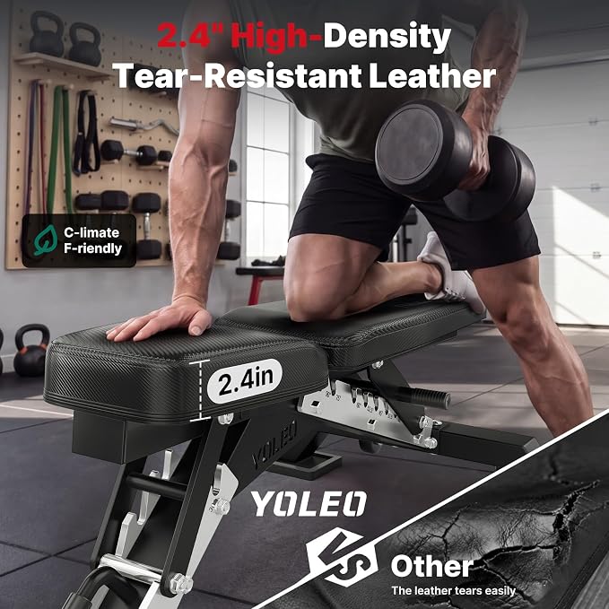 YOLEO Commercial Adjustable Weight Bench 2315LB ASTM Certified – 80% Pre-Assembled Heavy Duty Workout Bench for Home Gym