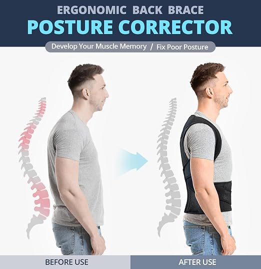 Fitsupport Back Brace Posture Corrector for Women and Men Back Lumbar Support Shoulder Posture Support for Improve Posture Provide and Back Pain Relief XLarge(Pack of 1)