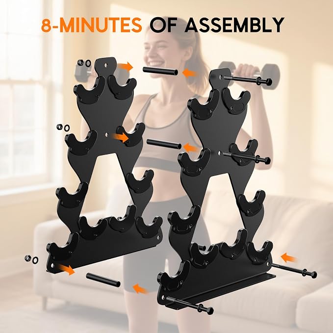 Dumbbell Rack Stand Only | Space-Saving Weight Rack for Home Gym, Hand Weight Rack Dumbbell Storage for Dumbbell Set (3-15 LB), Durable Metal Stand with Easy Assembly (Dumbell not Included)