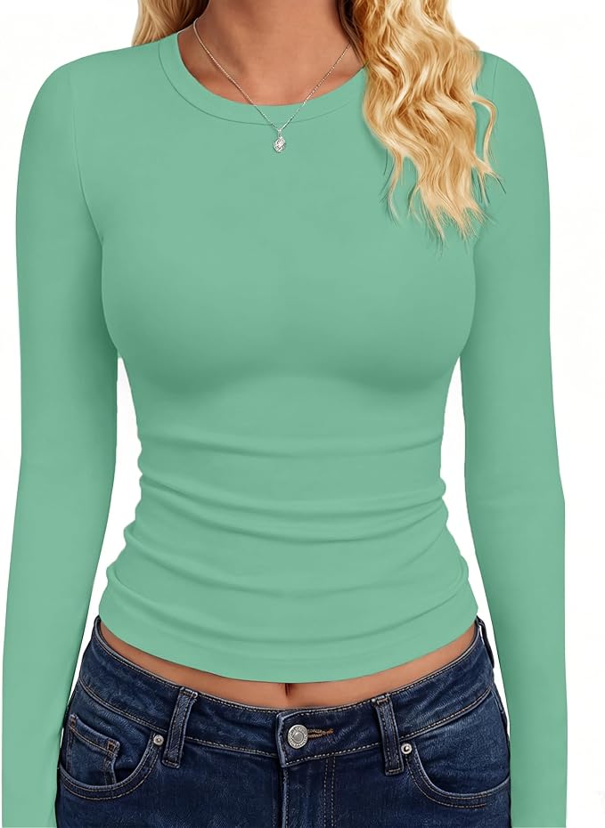 GAYHAY Long Sleeve Shirts for Women Tops Fitted Clothes Fall Fashion 2026 | Basic Tees, Girls School Outfits, Y2k Winter Tshirt, Tight Underscrub, Workout Casual, Cute Trendy Plain Compression Layering