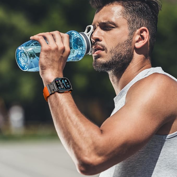 Band Compatible with Apple Watch Ultra 3/2/1 Band 49/46/45/44mm | Metal Connector with Silicone Rugged Strap for iWatch Ultra Series 11/10/9/8/7/6/SE3/SE2/SE/5/4/3/2/1, Orange/Black