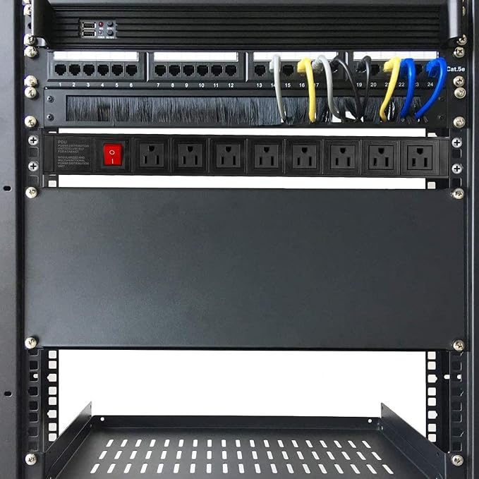 BTU 2PCS Power Strip Surge Protector Rack-Mount PDU, 8 Right Angle Outlets Wide-Spaced, Mountable Power Strip Heavy Duty for Server Racks, Commercial, 300J (Black 6FT)