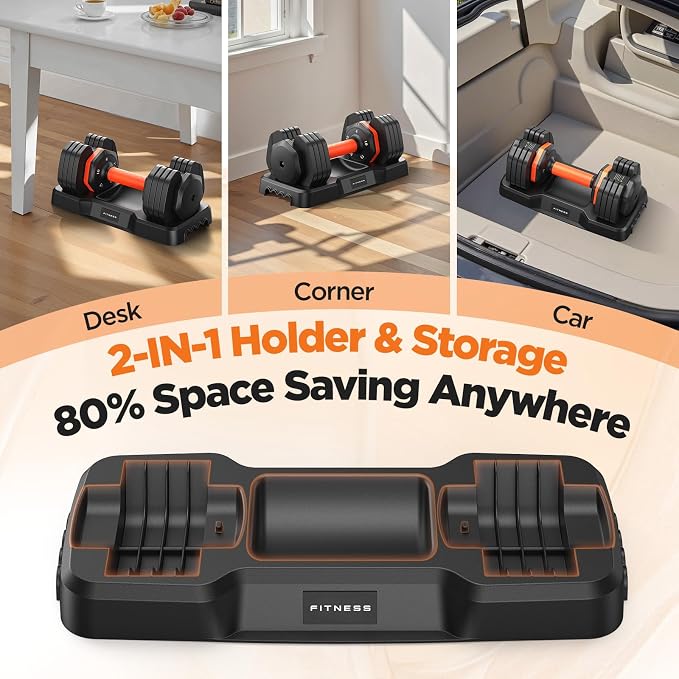 2026 FDB2 Updated Adjustable Dumbbell Set of 2, 5-in-1/10-in-1 Weights Dumbbell Set with Storage Box, 25lbs/55lbs Adjustable Weights with Anti-slip Silicone Grip, Weight Set For Home Gym Suit both Men and Women