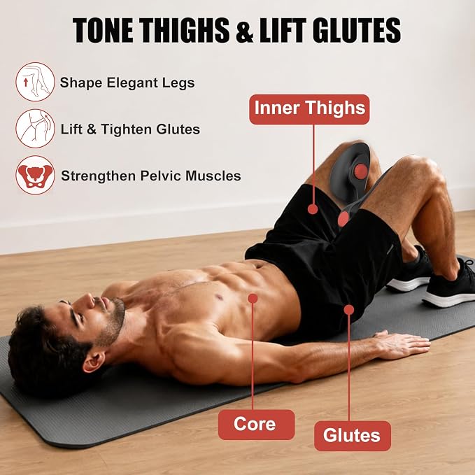 Pelvic Floor Exercise Devices 35lb Resistance Kegel Thigh Trainer with Band | Pelvic Floor Muscle Training, Inner Thigh Exerciser, Postpartum Recovery Support for Women, Suitable for Women and Men