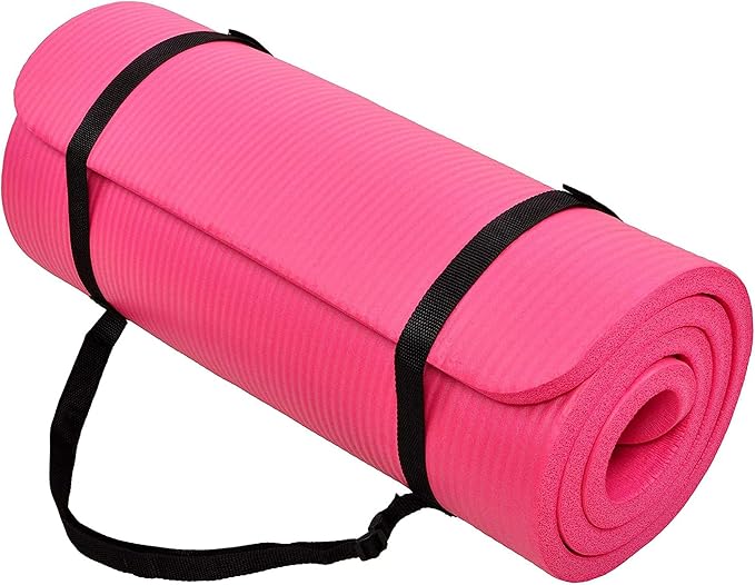 BalanceFrom Yoga Mat, 1-Inch Extra Thick High Density Exercise Mat, Anti-Tear Exercise Yoga Mat with Carrying Strap, Suitable for Various Yoga Exercises, Multiple Colors