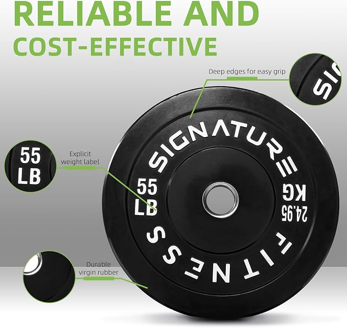 Fitvids 2-Inch Olympic Rubber Weight Plates Pair, Bumper Plates for Strength Training, multiple options