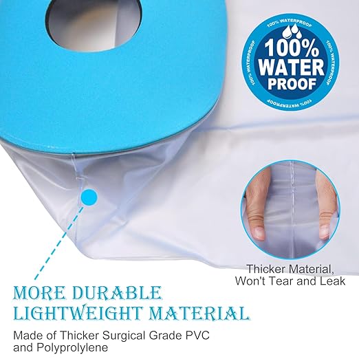 Asunby Knee Cover For Showering, Waterproof Knee Surgery Shower Protector, Soft & Reusable Shower Sleeve for Knee Adult and Youth,Wound,Burns Watertight Protection