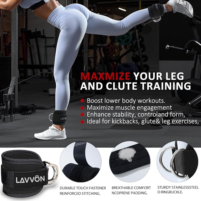 Barbell Pad Set - Hip Thrusts Pads for Squat&Lunges/Bench Press Bar Padding | Standard Olympic Weight Bar Foam Pad,Gym Accessories for Women with Bar Bad -With Ankle Straps,Wrist Straps for Weightlifting