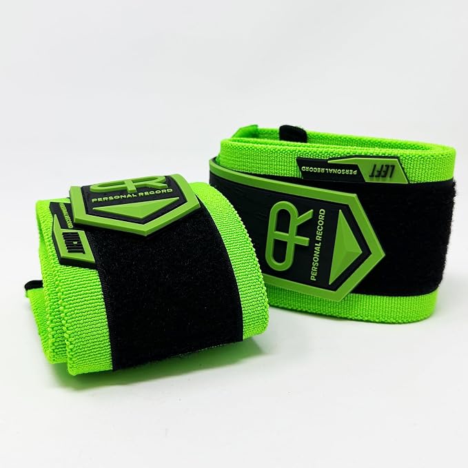 PR Personal Record Heavy Duty Premium Wrist Wraps, More Elasticity, Reinforced Stitching, Extra Wide Strap, Strong Thumb Loop, Larry Wheels Weightlifting Wraps
