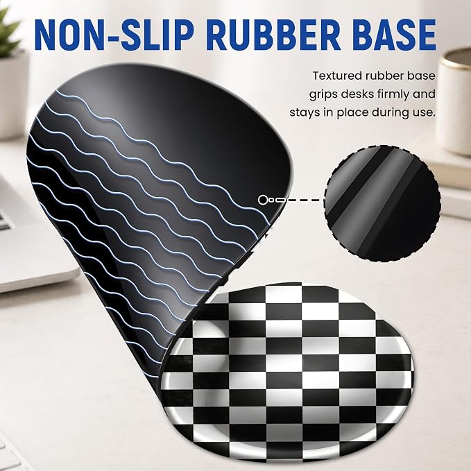Ergonomic Mouse Pad with Wrist Rest, Gel Wrist Support, Checker Dog | 10.2 x 7.6 in Mouse Pad with Smooth Fabric Surface and Non-Slip Rubber Base for Office, Home, Study, and Gaming